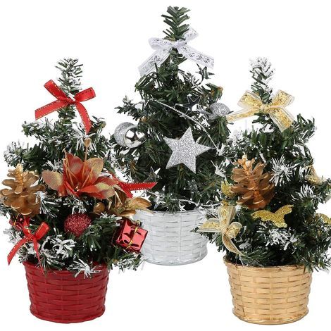 3pcs Mini Christmas Tree Miniature Christmas Ornament 20cm Figurines Christmas Tree Mini Landscape Christmas Table Decoration (1/5)
