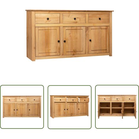 Buffet Commode Armoire Luxueux, pour Salon Chambre Entrée Cuisine, 135x40x80 cm Pin solide Assortiment Panama OIB4002E (1/5)