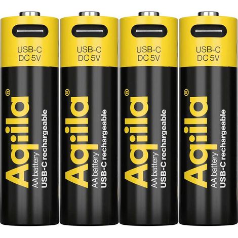 [NEUWERTIG] B-Ware Aqiila AA USB-C Akku Li-Ion 2000 mAh 1,5 V wiederaufladbar Energiequelle 4 Stück (1/2)