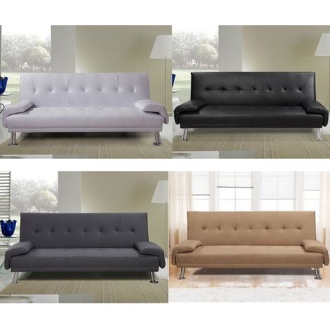 Bagno Italia Divano Letto da cm 194 Sofa per Soggiorno Moderno per 3 Persone Ecopelle Nero