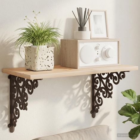 vidaXL Wall Shelf Brackets 12 pcs Antique Brown 9.5 x 9.5 x 3 cm Steel (1/5)