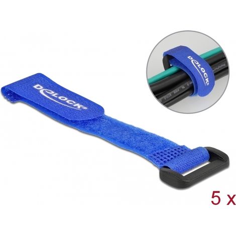 Delock Brida de cable con cierre de gancho y lazo LA 150 x AN 20 mm azul 5 piezas