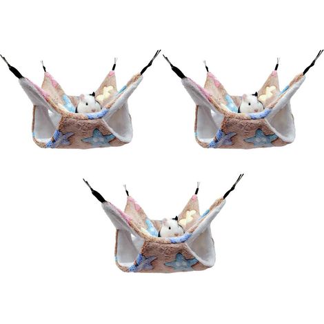 Hamac pour animaux de compagnie (lot de 3) - Hamac double sandwich - Sac de couchage suspendu pour écureuil - Accessoires pour animaux (1/5)