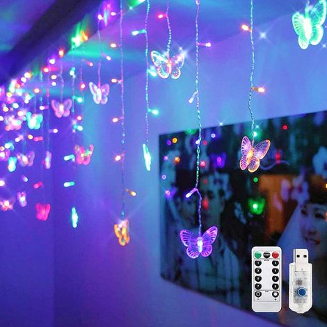 Rideau lumineux flocon de neige-Papilloncouleur-8FonctionUSBpaiement+télécommande