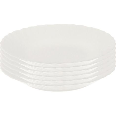 SET 6 PIATTI FONDI PRIMA IN VETRO TEMPERATO BIANCO DA 23 CM (1/5)