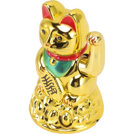Glückskatzen-Ornament, elektrische Kunststoff-Katzenfigur, 15 cm, Gold MLY46A (1/5)
