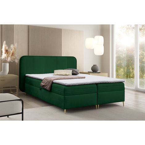 Boxspringbett Schlafzimmerbett ALIZE 200x200cm Stoff Fresh Flaschengrün (1/5)