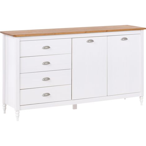 Aparador escandinavo 4 cajones 2 puertas de madera blanco Shillington