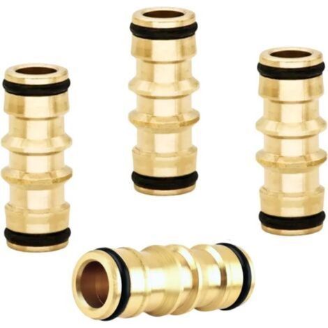 4 Raccords de Tuyau d'Arrosage en Laiton 1/2"" Mâle et Femelle, Connecteur Tuyau Arrosage, Embout Tuyau Arrosage, Compatible Raccord Gardena, Double Connecteur Rapide pour Jardin (Noir + Or) (1/5)