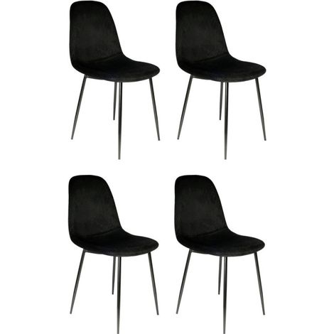 Lot de 4 Chaises Velours "Giulia" 85cm Noir (1/5)