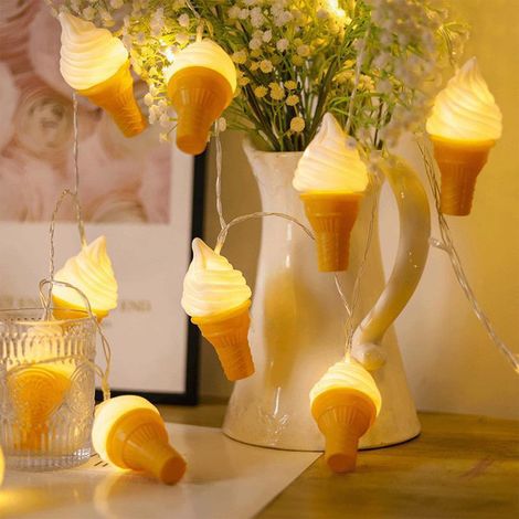 Guirlande Lumineuse - 20 Ampoules En Forme De Glace Crème - 300 Cm - Alimentée Par Piles AA - Décoration Intérieure Et Extérieure - 1 Pièce (1/5)