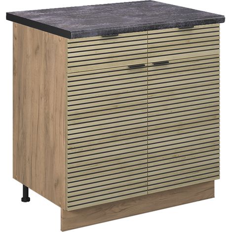 Schubunterschrank  Fame-Line, Eiche Paneel, 80 cm , AP Anthrazit, Vicco