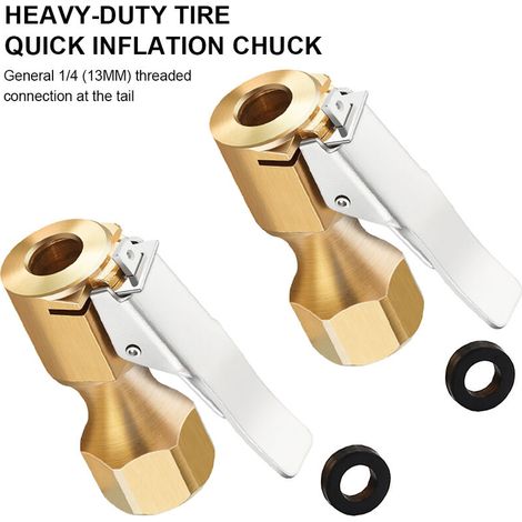 Car Tire Air Chuck Open Closed Flow Lock On Tire Chuck Quick Connect Clamp 13mm (1/5)