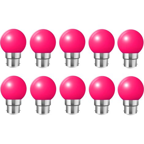 QAZQA 10X B22 Ampoule rose 1W Ampoule Couleur Économie d'énergie Couleur à LED 200LM Adapté aux Décoration AC 220V-240V rose (1/4)