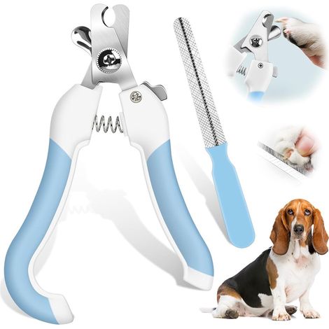 Coupe-griffes professionnel pour chats, coupe-griffes de sécurité, ciseaux à ongles avec lime intégrée, coupe-ongles pour chiens, chiots, chats, lapins et petits animaux, bleu (1/5)