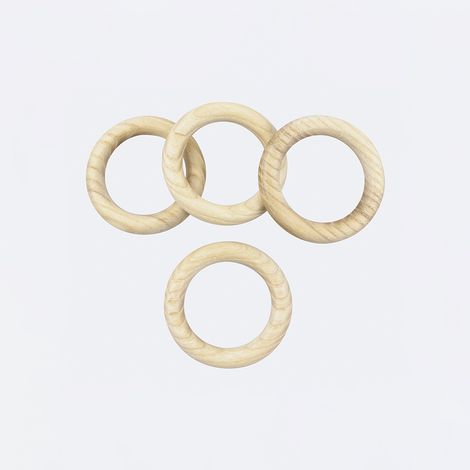 Anneaux en Bois Naturel de 37x55mm pour barre à rideaux - Paquet de 8 - Boulet (1/2)