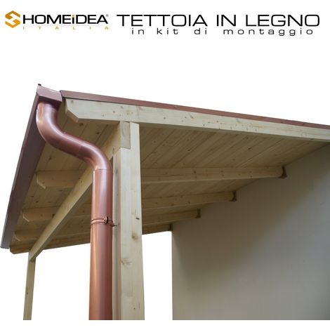Tettoia 3,0 x 3,5 mt|spessore palo 11,5 x 11,5 cm|impermeabilizzante ardesia rossa|inclusa lattoneria (1/5)