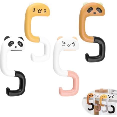 4 Pièces Accroche Sac, Accroche Sac à Main Pliable, Brancher de Animal de Dessin Animé pour Table, pour Les Restaurants, Les Cafés, Les Ecoles et Les Sorties (1/5)