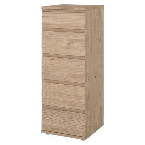 Commode en Kit Ch�ne 40,2 x 40 x H 106,6 cm � 5 Tiroirs avec Coulisses en Acier Nova