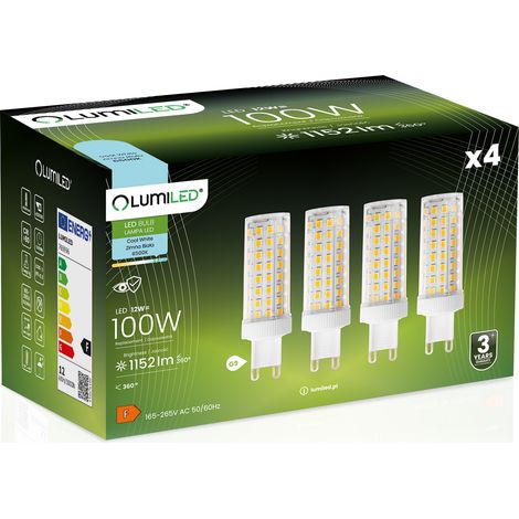 4x G9 LED-Kapsellampe 12W = 100W 1152lm 6500K Kaltweiß 360° LUMILED