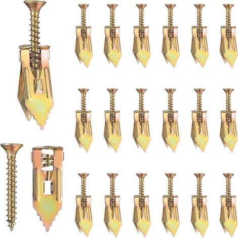 50 chevilles autoperceuses pour plaques de plâtre avec vis autotaraudeuses haute résistance, pour une fixation sans perçage. Idéales pour les supports TV, les sangles et les porte-vélos. (1/5)