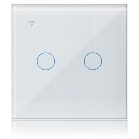 Interrupteur Tactile Connecté 2 Gang 1 Voies Compatible avec Alexa, Interrupteur Lumineux Mural Tuya Smart Life App Intelligent Contrôle (1/5)