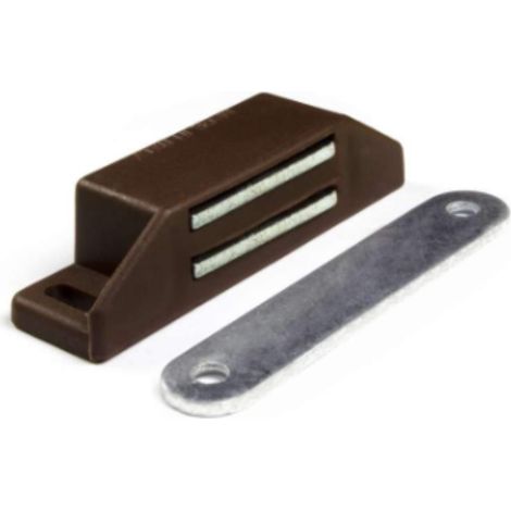 1 PEZZO - CHIUSURA MAGNETICA DAAPPLICARE PER ARMADIETTI - FORZA 8KG - CON RISCONTRO E VITI - COLORE MARRONE
