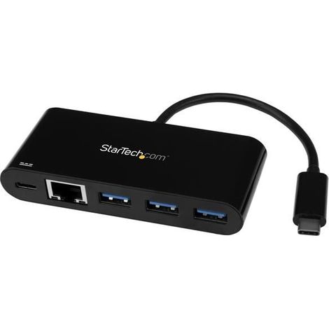 StarTech.com 3 Port USB-C Hub mit Gigabit Ethernet und 60 W Stromversorgung Passthrough Laptop Aufladung - USB-C auf 3x USB-A (USB 3.0 SuperSpeed 5 Gbit/s) - USB 3.2 Gen 1 Typ-C Adapter Hub (1/5)