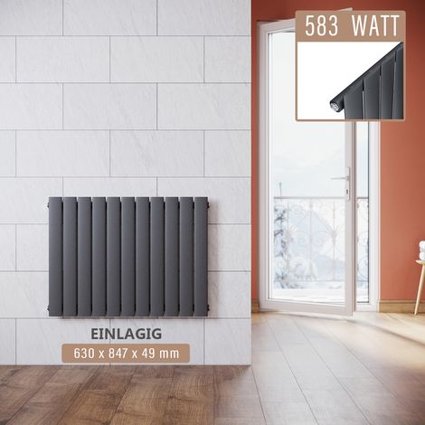 Design Heizkörper 630x847mm Einlagig Badezimmer/Wohnraum Seitenanschluss Antrazit Flachheizkörper Badheizkörper Radiator (1/5)