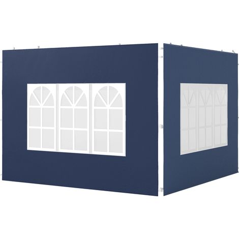 Ensemble de 2 panneaux latéraux pour tonnelles 3x3 et 3x6, étanches, avec fenêtres, bleus