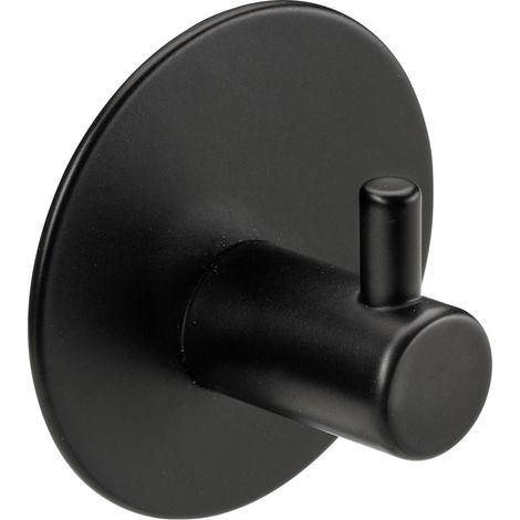 Hettich Garderobenhaken selbstklebend 1 Haken Stahl Ø 4,8 cm schwarz matt Garderobenhaken