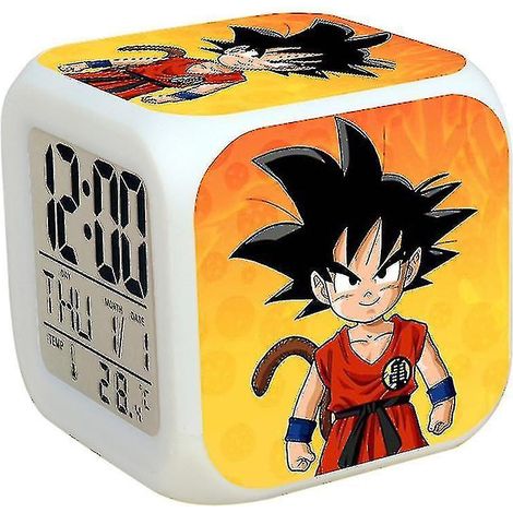 Crea – Réveil Dragon Ball Son Goku LED carré 8x8 cm – Écran LCD – Alarme avec 8 sons – Cycle de couleurs 7 – Matériau ABS