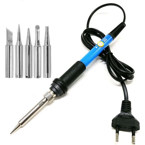 Prise européenne 220V 60w Fer à souder électrique 220V température réglable + 5 têtes (1/5)
