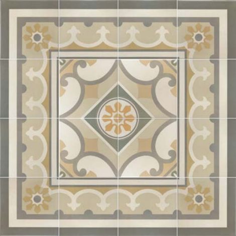 Carrelage effet carreau de ciment CAPRICE BURGUNDY 20x20cm Frise (droit) 20x20cm Beige - Mat - boîte de 1 m2 Frise (droit) 20x20 cm Beige - Mat - boî