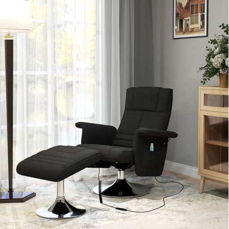 Fauteuil relax inclinable massage noir acier OKMYHOME (1/4)
