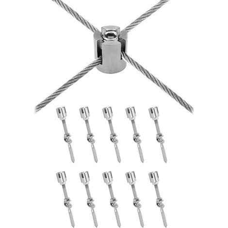 Lot de 10 clips à gorge croisée, accessoires pour câbles en acier inoxydable 316, 4 mm (1/5)