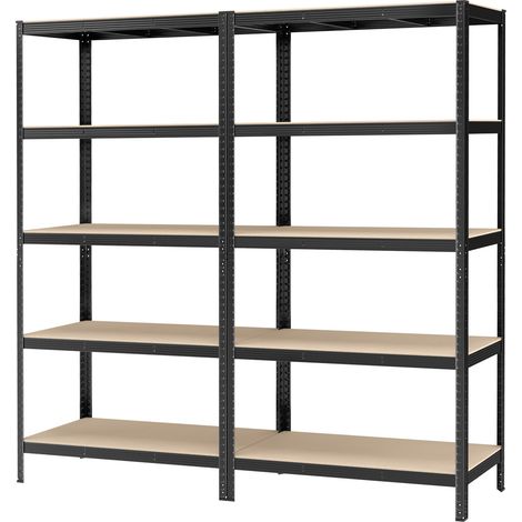 Songmics – Étagère de rangement en acier noir 60 x 120 x 200 cm – 5 étagères ajustables – Charge maximale 150 kg par niveau – Kit anti-basculement inclus (1/5)