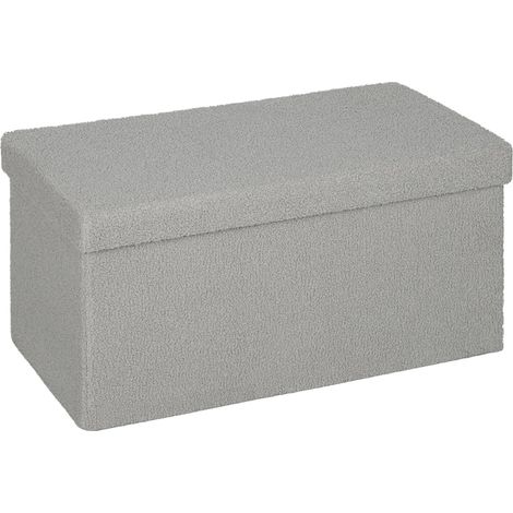 Pouf de rangement, banquette rembourrée avec espace de rangement et couvercle pour salon, chambre, couloir, gris clair