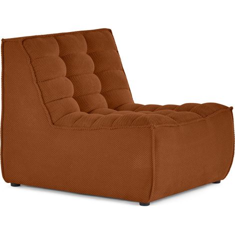 Lisa Design – Fauteuil modulable sans accoudoir en velours texturé – Couleur terracotta – Dimensions 80x93cm – Charge max 120kg – Montage rapide (1/5)