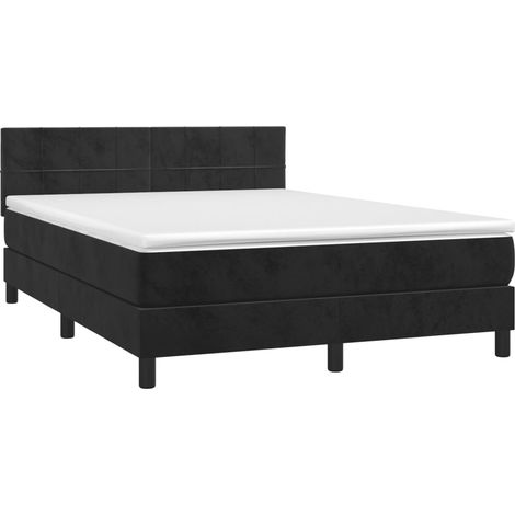 vidaXL Sommier à lattes de lit avec matelas Noir 140x200 cm Velours