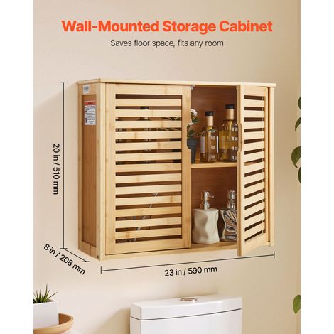 Armoire Murale de Salle de Bain, 2 Portes et Étagère Réglable avec 3 Niveaux de Hauteur, Armoire à Pharmacie de Rangement Au-Dessus… (1/5)