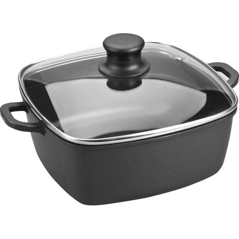 Casserole carrée avec couvercle en verre de 28 cm (1/4)