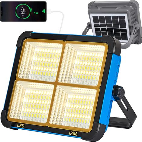 1 Projecteur LED 300W, 336 LEDs, Batterie 16500mAh, IP66 Étanche, USB Rechargeable Pour Chantier Camping Urgence