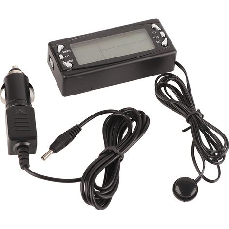 Horloge numérique de voiture 12V CT23 avec thermomètre LCD, mesure température intérieure/extérieure, fonction alarme intégrée (1/5)
