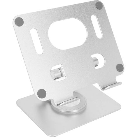 Verstellbarer Tablet-Ständer, 360° drehbar, faltbar, aus hohlem Aluminiumlegierungsmaterial, silberfarben (1/5)