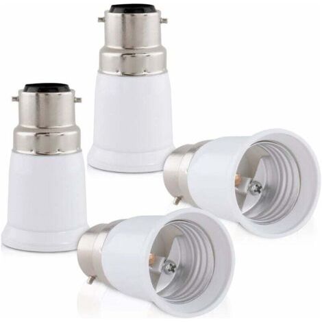 Pair 4x Fassungsadapter – B22 auf E27 Fassungskonverter – Bajonettsockel-Lampenfassungsadapter für Halogen- und LED-Lampen