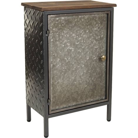 Mesita de metal y madera marrón 37x23,5x56,5