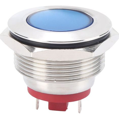 Voyant LED 22 mm en laiton nickelé, étanche, universel, bleu, 6 V