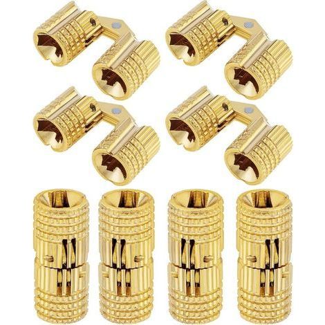 Lot de 8 Charnières Invisibles en Laiton de 8mm, Charnières Caché Angle d'ouverture de 180 Degrés pour Boîte à Bijoux, Coffret Cadeau, Plans de Travail (8mm) (1/5)