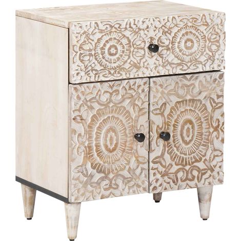 vidaXL Mobiletto da Letto con cassetto Bianco 50 x 33 x 60 cm